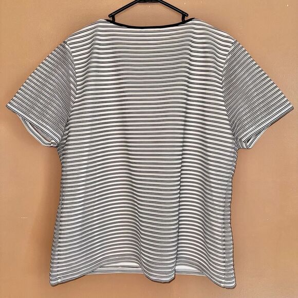 Calvin Klein Women's Sheer Stripe Top - Black & White - XL - Picture 7 of 7
